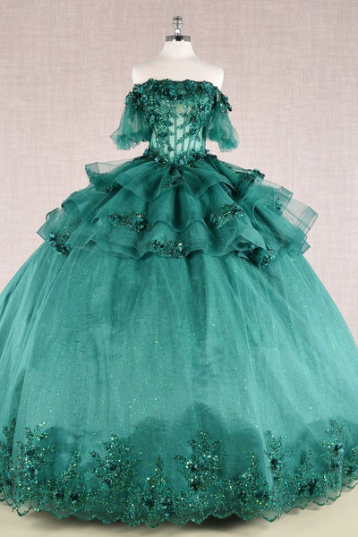 3D Floral Sheer Bodice Ball Gown by Elizabeth K GL3180 - Quinceanera Dresses
