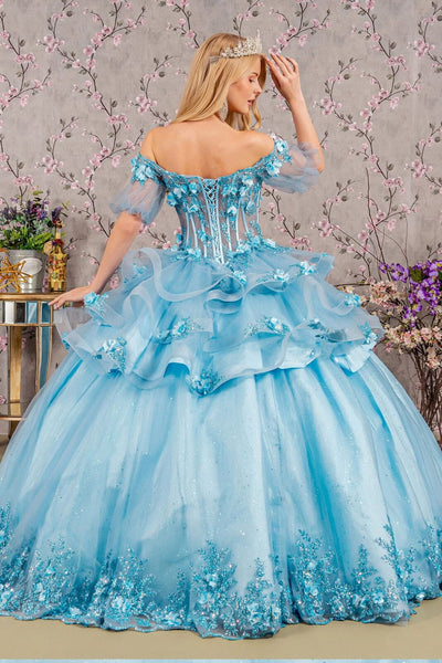 3D Floral Sheer Bodice Ball Gown by Elizabeth K GL3180 - Quinceanera Dresses