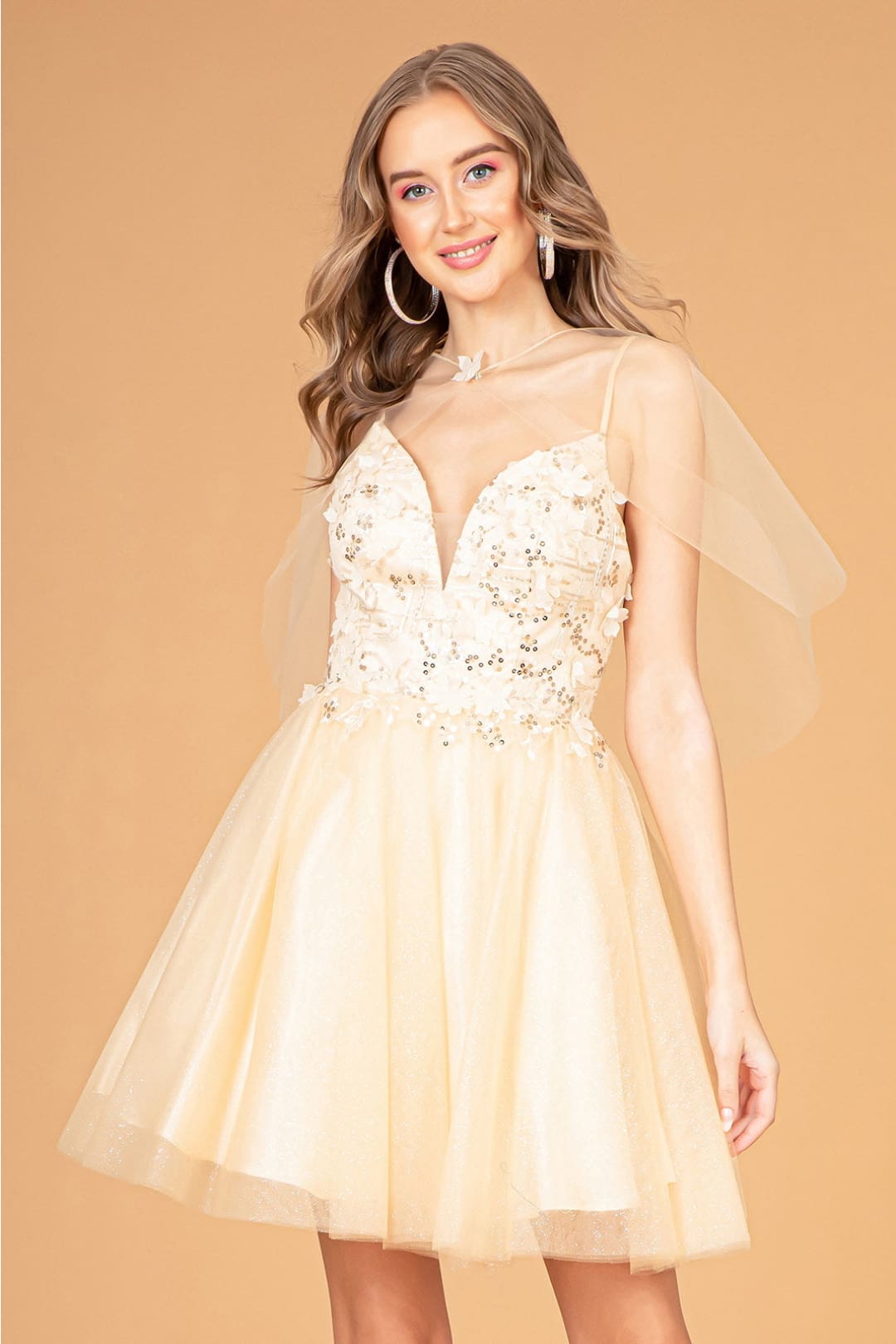 cape dresses formal Long A Line Formal Removable Cape Dress by LaDivine S503