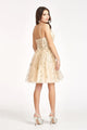3D Floral Short Glitter Print Dress by Elizabeth K GS1998 - Short Cocktail Dresses