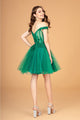 3D Floral Short Off Shoulder Dress by Elizabeth K GS3096 - Short Cocktail Dresses