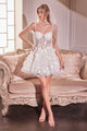 Andrea & Leo WL081 Off-White 3D Floral Short Bridal Dress