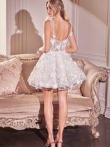 3D Floral Short Sleeveless Bridal Dress by Ladivine WL081