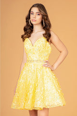 3D Floral Short Sweetheart Dress by Elizabeth K GS3091 - Short Cocktail Dresses