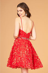 3D Floral Short Sweetheart Dress by Elizabeth K GS3091 - Short Cocktail Dresses