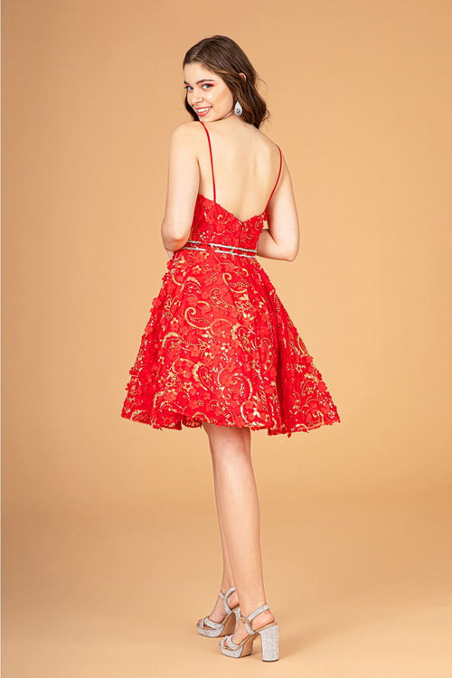 3D Floral Short Sweetheart Dress by Elizabeth K GS3091 - Short Cocktail Dresses