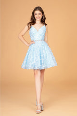 3D Floral Short Sweetheart Dress by Elizabeth K GS3091 - Short Cocktail Dresses