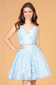 3D Floral Short Sweetheart Dress by Elizabeth K GS3091 - XS / Baby Blue - Short Cocktail Dresses