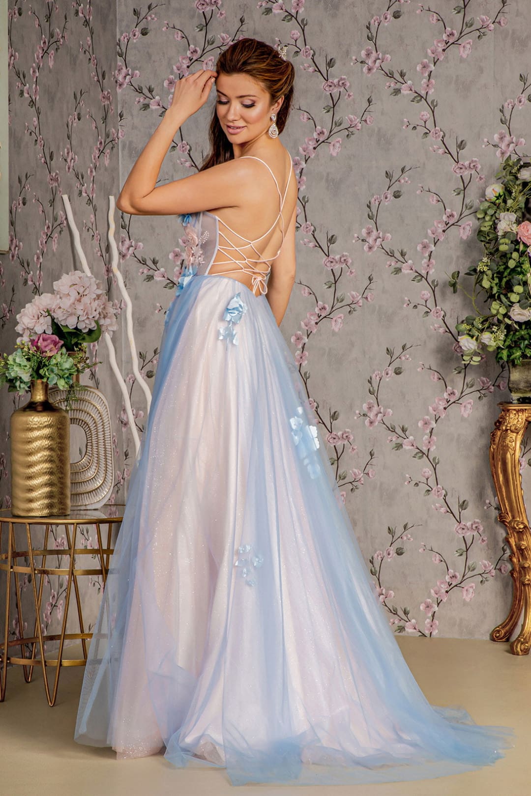 3D Floral Sleeveless A-line Slit Gown by GLS Gloria GL3250 - Long Formal Dresses