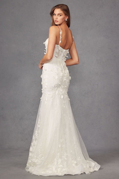 Juliet 2475UW 3D Floral Tulle Appliqué Mermaid Dress with Corset Bodice
