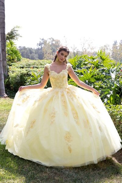 3D Floral Sleeveless Cape Ball Gown by Bella Princess PQ1009