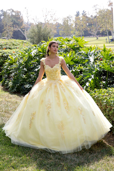 3D Floral Sleeveless Cape Ball Gown by Bella Princess PQ1009