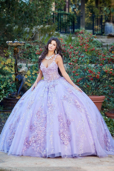 3D Floral Sleeveless Corset Ball Gown by Bella Princess PQ1048