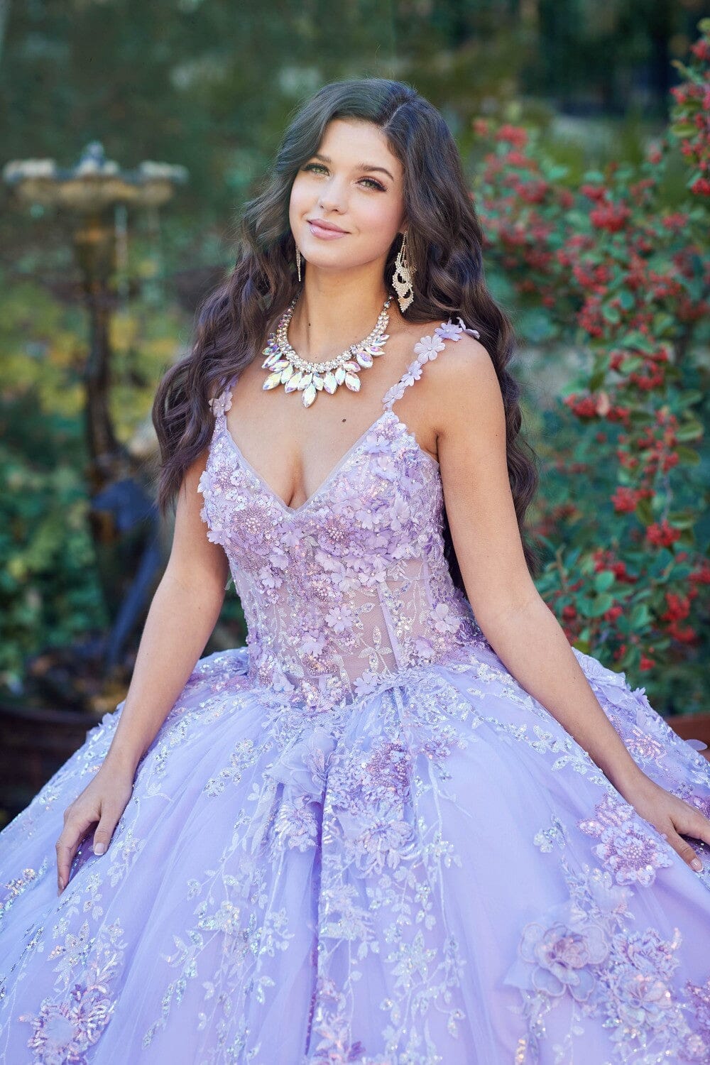 3D Floral Sleeveless Corset Ball Gown by Bella Princess PQ1048