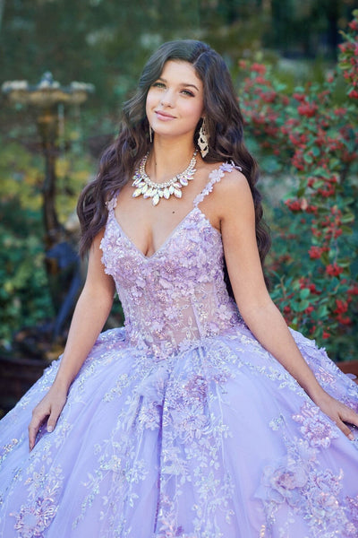 3D Floral Sleeveless Corset Ball Gown by Bella Princess PQ1048