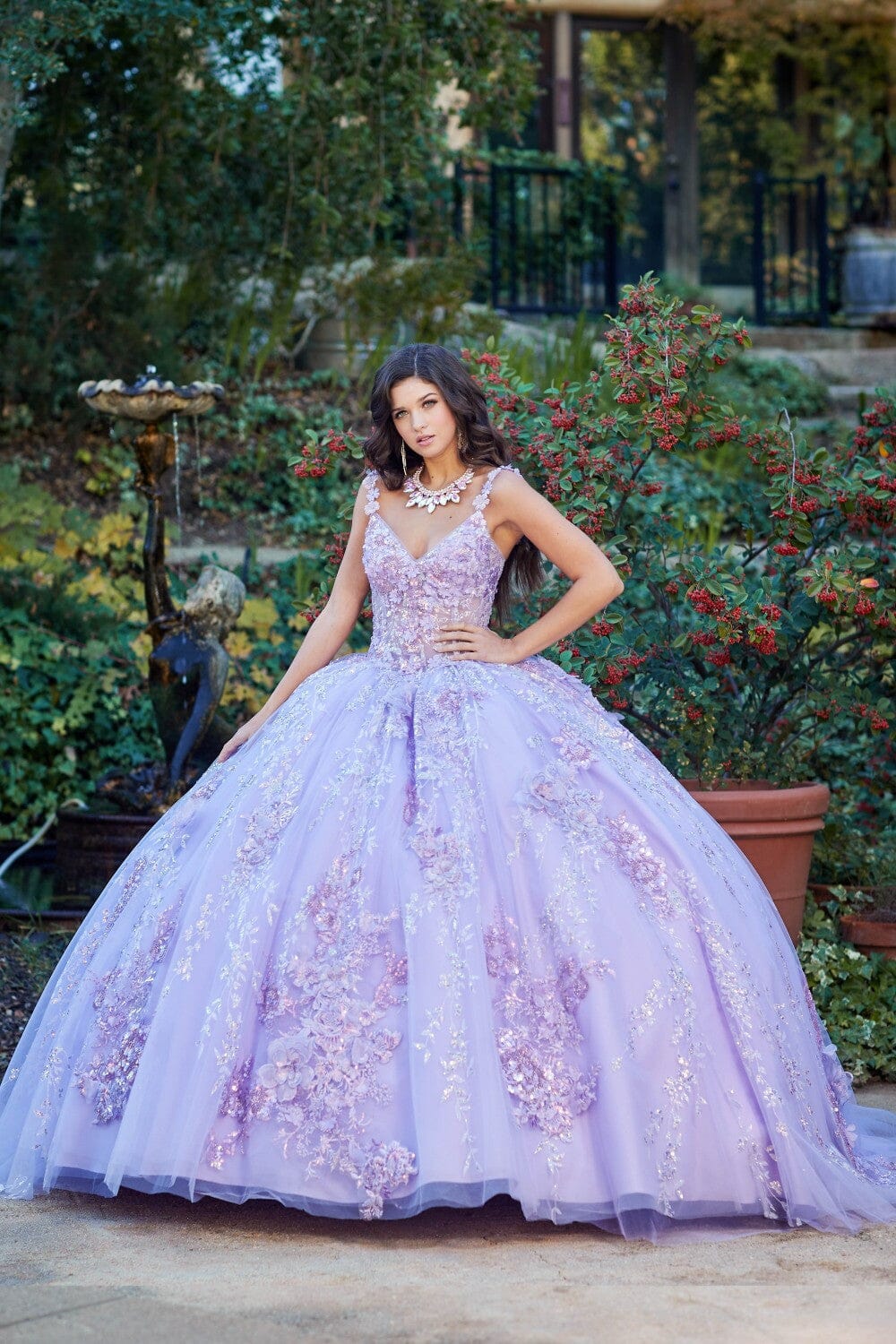 3D Floral Sleeveless Corset Ball Gown by Bella Princess PQ1048