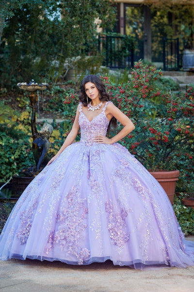 3D Floral Sleeveless Corset Ball Gown by Bella Princess PQ1048