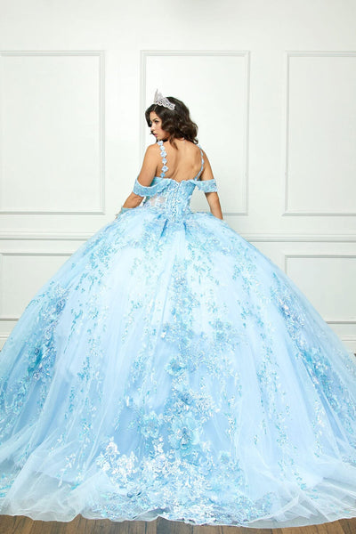 3D Floral Sleeveless Corset Ball Gown by Bella Princess PQ1048