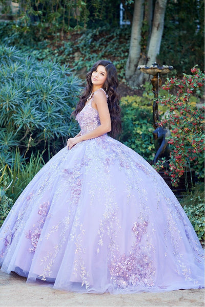 3D Floral Sleeveless Corset Ball Gown by Bella Princess PQ1048