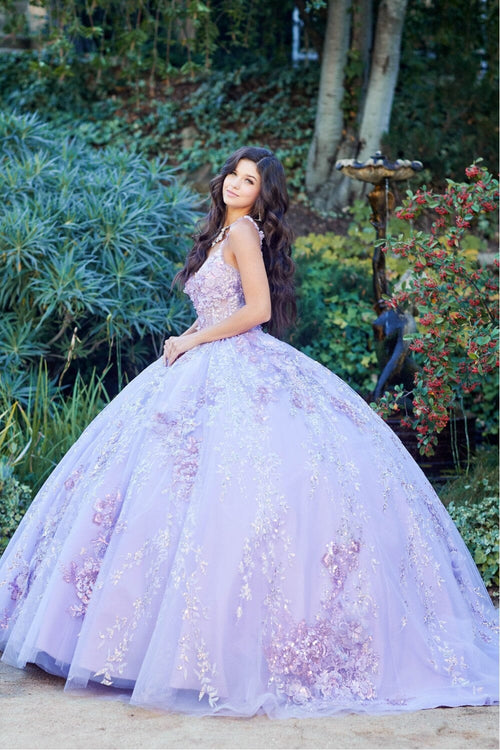 3D Floral Sleeveless Corset Ball Gown by Bella Princess PQ1048