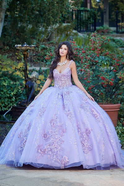 3D Floral Sleeveless Corset Ball Gown by Bella Princess PQ1048