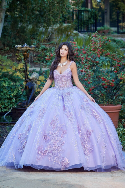 3D Floral Sleeveless Corset Ball Gown by Bella Princess PQ1048