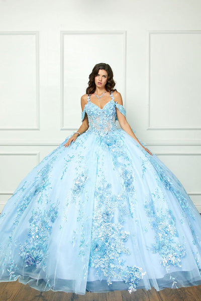 3D Floral Sleeveless Corset Ball Gown by Bella Princess PQ1048