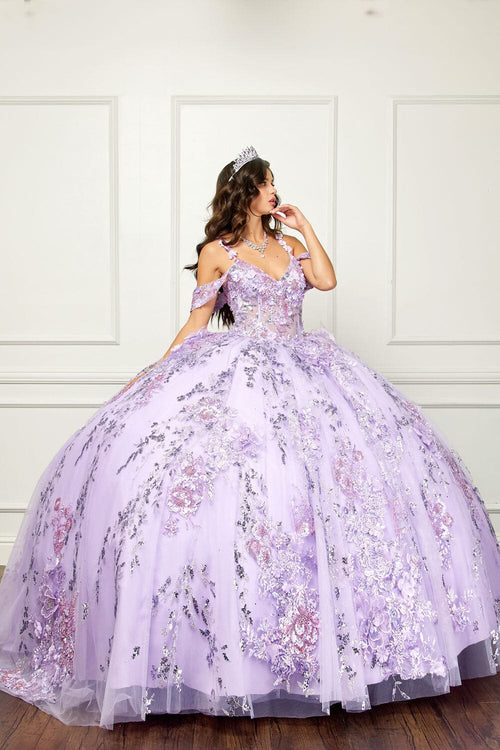 3D Floral Sleeveless Corset Ball Gown by Bella Princess PQ1048