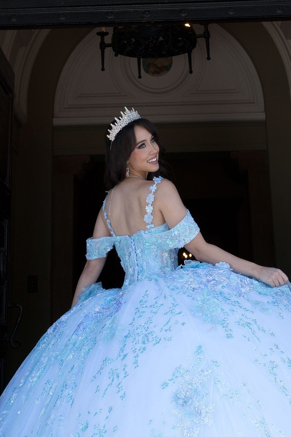 3D Floral Sleeveless Corset Ball Gown by Bella Princess PQ1048