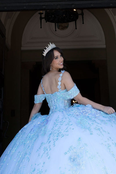 3D Floral Sleeveless Corset Ball Gown by Bella Princess PQ1048