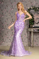 3D Floral Sleeveless Mermaid Dress by GLS Gloria GL3410 - XS / Lilac - Long Formal Dresses