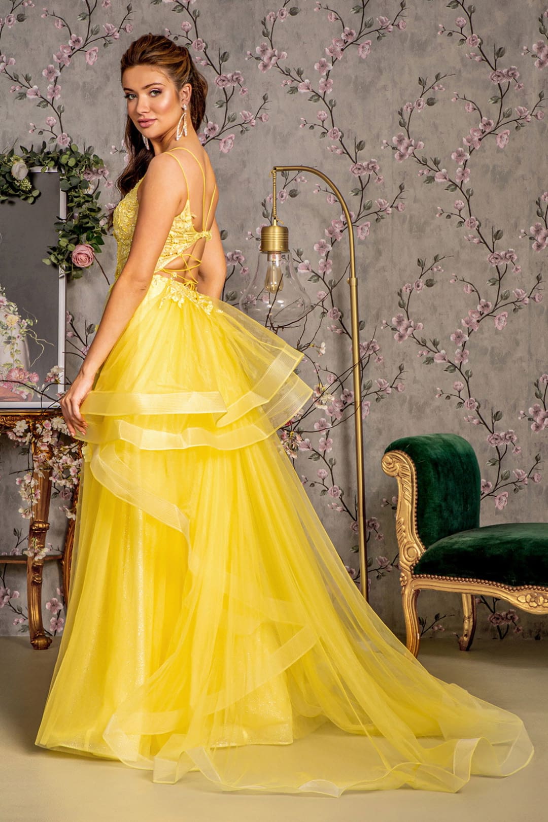 3D Floral Sleeveless Ruffled A-line Gown by GLS Gloria GL3356 - Long Formal Dresses