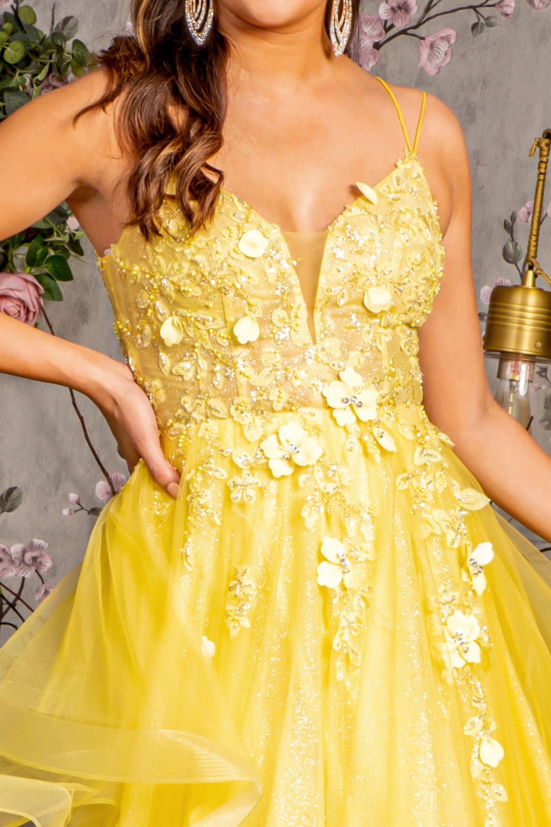 3D Floral Sleeveless Ruffled A-line Gown by GLS Gloria GL3356 - Long Formal Dresses