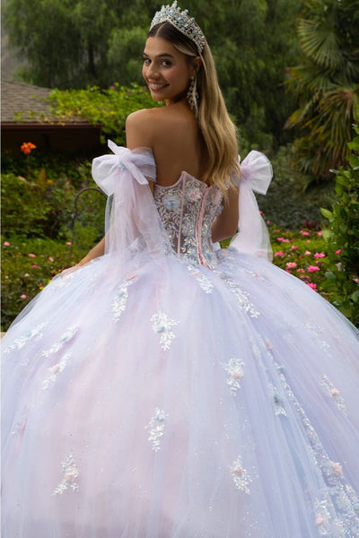 Pink and Blue Quinceanera Dress 3D Floral Ball Gown GLS Gloria GL3570
