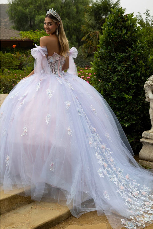 3D Floral Strapless Ball Gown by GLS Gloria GL3570 - Quinceanera Dresses