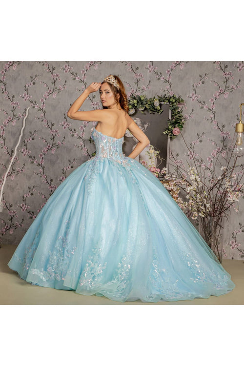 3D Floral Strapless Corset Ball Gown by GLS Gloria GL3332 - Quinceanera Dresses