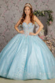 3D Floral Strapless Corset Ball Gown by GLS Gloria GL3332 - XS / Tiffany Blue - Quinceanera Dresses