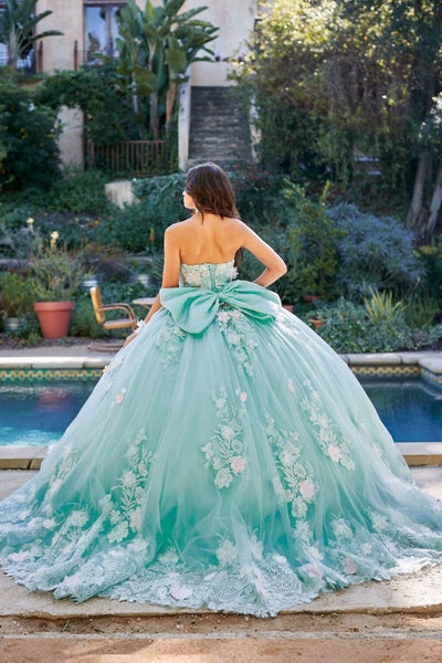 3D Floral Strapless Corset Ball Gown by Bella Princess PQ1049