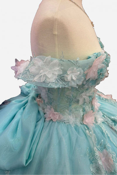 3D Floral Strapless Corset Ball Gown by Bella Princess PQ1049