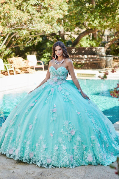 3D Floral Strapless Corset Ball Gown by Bella Princess PQ1049