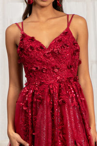 3D Floral Strappy Back Gown by Elizabeth K GL3033 - Long Formal Dresses