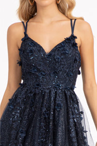3D Floral Strappy Back Gown by Elizabeth K GL3033 - Long Formal Dresses