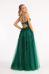3D Floral Strappy Back Gown by Elizabeth K GL3033 - Long Formal Dresses