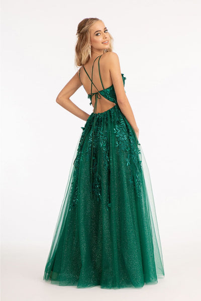 3D Floral Strappy Back Gown by Elizabeth K GL3033 - Long Formal Dresses