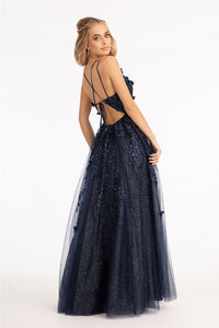 3D Floral Strappy Back Gown by Elizabeth K GL3033 - Long Formal Dresses
