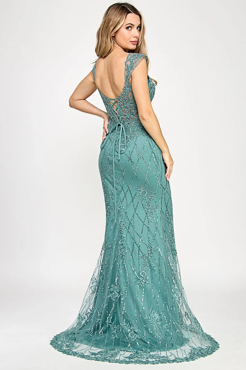 Clearance Sienna Size 2XL Fitted Embellished Formal Evening Gown by Lenovia 8350