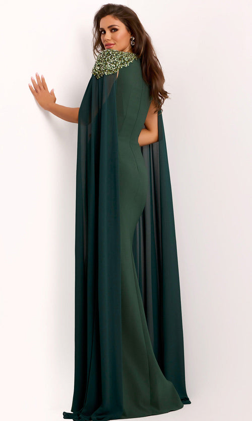 Jovani 40000 - Beaded Shoulder Cape Evening Gown