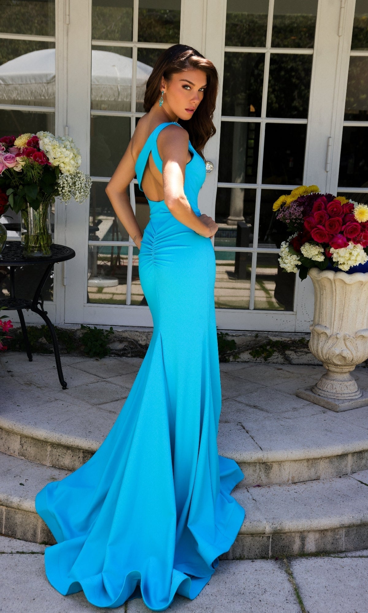 Ava Presley 40014 Long One-Shoulder Cutout Open Back Prom Dress