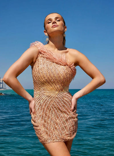 Primavera Couture 4002 One Shoulder Short Homecoming Dress