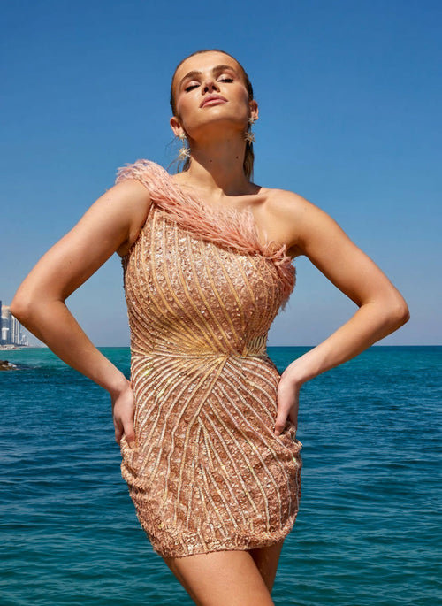 Primavera Couture 4002 One Shoulder Short Homecoming Dress